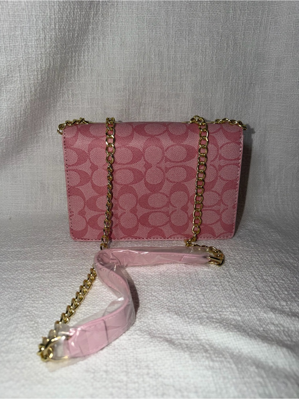 Coach Pink Signature Chain Shoulder Bag with Gold Hardware (Possible Dupe) - Picture 2 of 4